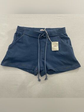 NEW Faherty Bondi Short Womens Small Blue Lounge Drawstring Elastic Sweat Boho